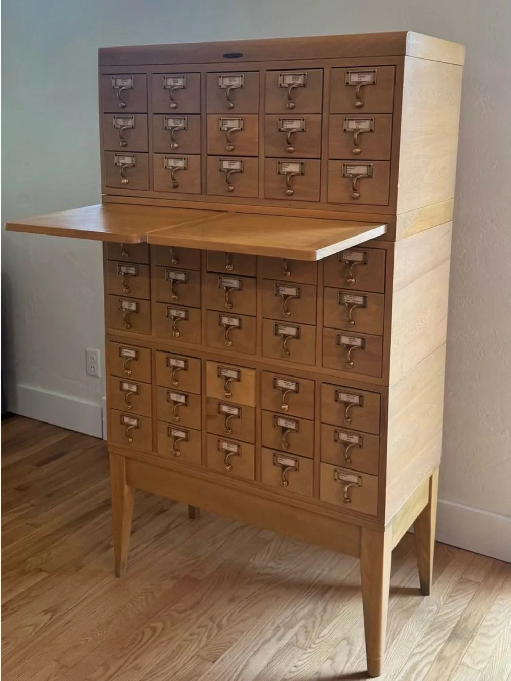 Vintage Remington Rand Library Bureau 45 Drawer Card Catalog Cabinet on Legs